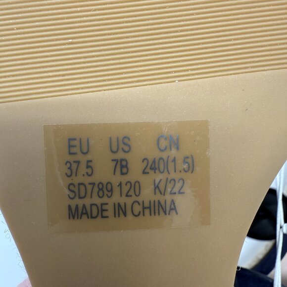 Stuart Weitzman Twistie Flat Sandals Open Toe Wedge Heels Women's 7 Navy NWOB - Picture 9 of 9